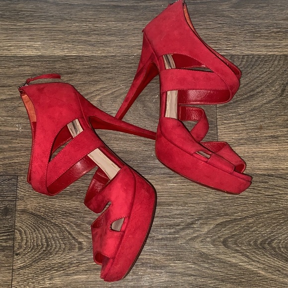 Miu Miu | Red Suede strappy Heels | 39 1/2 - Picture 6 of 11